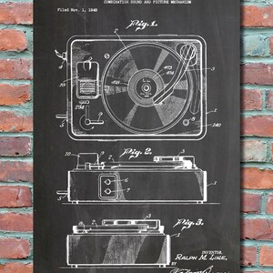 Record Player Patent Wall Art Print, Record Player Patent Art, Record Player Patent Poster, Blueprint,  Patent Print, Plexity Prints #105