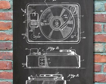 Record Player Patent Wall Art Print, Record Player Patent Art, Record Player Patent Poster, Blueprint,  Patent Print, Plexity Prints #105