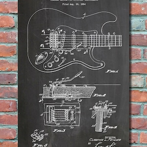 Fender Guitar Tremolo Patent Wall Art Print, Patent Art, Blueprint, Patent Print, Patent Poster, Plexity Prints #029