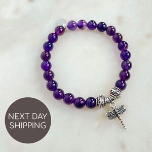 Amethyst beaded bracelet for protection boho jewelry custom gemstone jewelry bracelet gift charm bracelet semi precious jewelry gift for her