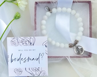 Bridesmaid bracelet bridal party proposal gift bachelorette party favor white bridal party gift gemstone jewelry gift for wedding party gift