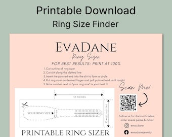 Medidor de anillos imprimible Medidor de anillos ajustable Herramienta de tamaño de anillo de EE. UU. Tabla de tamaños de anillos reutilizable Medidor de anillos descargable Herramienta de tamaño de anillo preciso