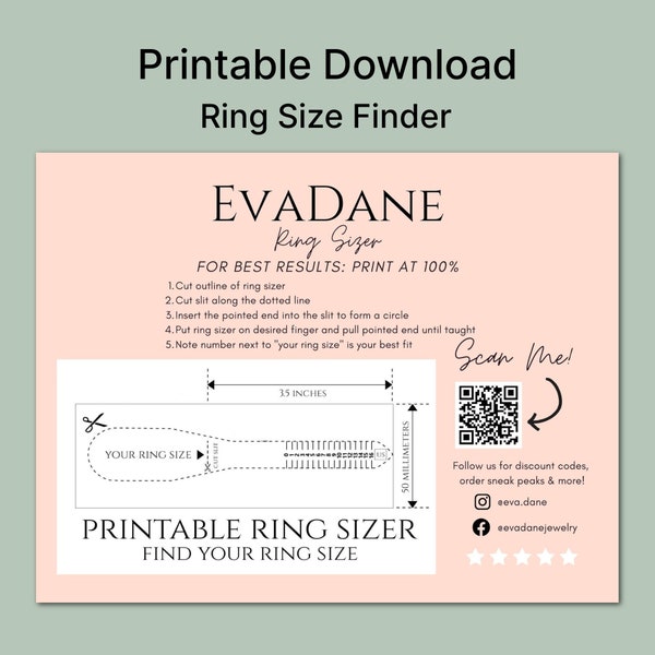 Printable ring sizer adjustable ring sizer USA ring size tool reusable ring sizer chart downloadable ring sizer accurate ring sizing tool