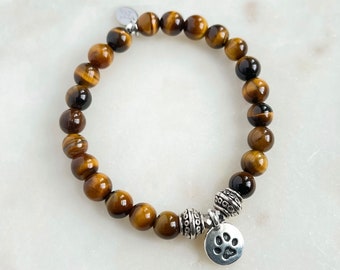 Regalo de pulsera de piedras preciosas para ella, regalo de joyería con cuentas apilables, joyería boho, pulsera elástica, joyería de ojo de tigre, pulsera de amuleto, regalo de cumpleaños