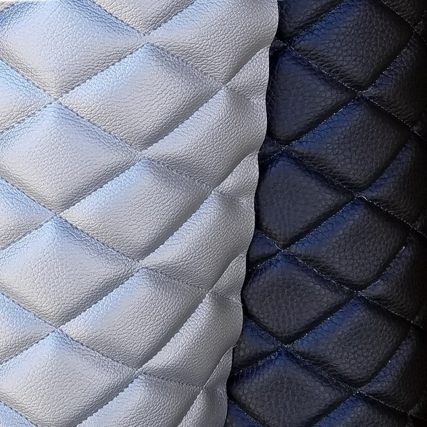 Vinyl diamond 2"x3" Quilted fabric with 3/8" Foam Backing Vinyl Upholstery  sold by yard.