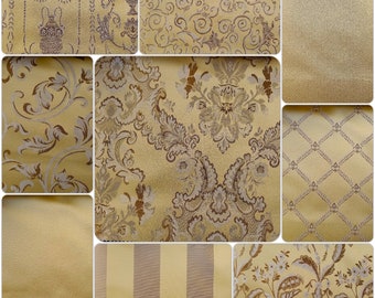 Jacquard Fabric color Gold, Upholstery and Drapery, decoration, etc. 58" wide ,Jacquard Fabric Sold by The Yard