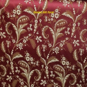 Couleur du tissu jacquard bordeaux/or, tissus d'ameublement et de draperie, décoration, etc. tissu jacquard de 58 po. vendu par mètre Design 600 floral