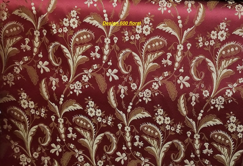 Couleur du tissu jacquard bordeaux/or, tissus d'ameublement et de draperie, décoration, etc. tissu jacquard de 58 po. vendu par mètre Design 600 floral