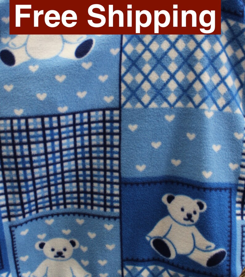 Bear Block Teddy Bear Fleece Fabric 60 2 Colors Etsy