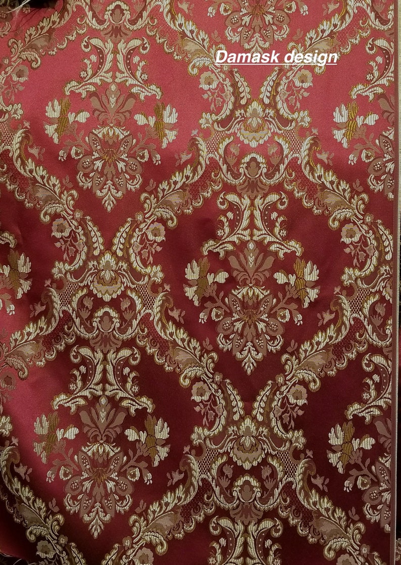 Couleur du tissu jacquard bordeaux/or, tissus d'ameublement et de draperie, décoration, etc. tissu jacquard de 58 po. vendu par mètre Damask 100 Design