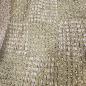 Chenille vintage Green Cream square fabric for Upholstery 58&quot;  sold by the yard