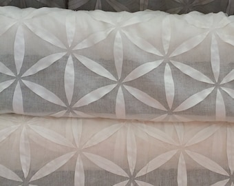 Sheer STARBURST, by Softline, with laser cut applique, 59" wide, sold by the yard