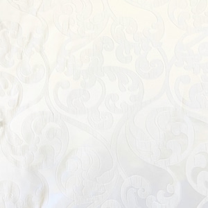 Jacquard White Floral  beautiful modern design 58&quot; sold by the yard