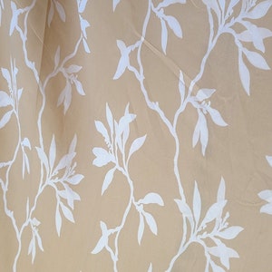 Jacquard Brocade Branch design reversible white and camel 110&quot; Sold by the yard