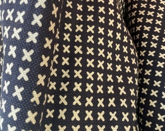 X pattern  Navy blue stich  canvas Indoor/outdoor fabric 58" Sold by the yard