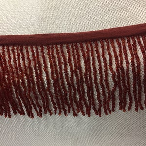 3&quot; Long , burgundy Glass Beaded Fringe sold by 2,and 5 yards continuous