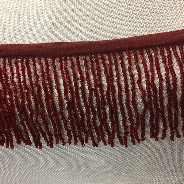 3" Long , burgundy Glass Beaded Fringe sold by 2,and 5 yards continuous