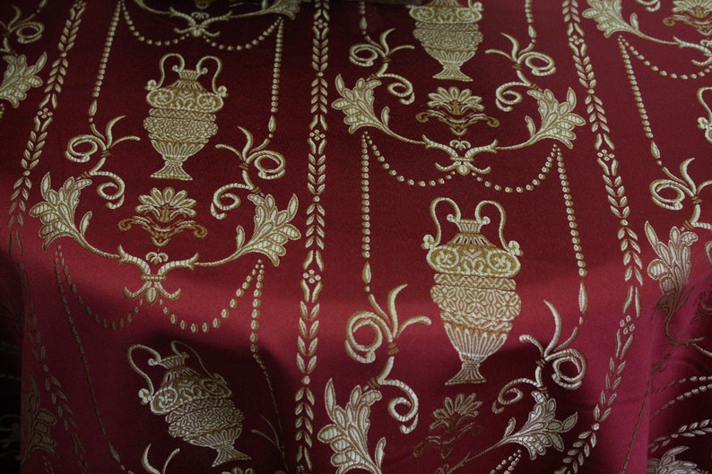 Jacquard Fabric color Burgundy/Gold Upholstery and Drapery Etsy
