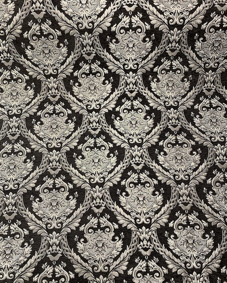 Damask Chenille Fabric Elegant Brocade Jacquard Renaissance Etsy