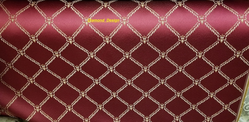 Couleur du tissu jacquard bordeaux/or, tissus d'ameublement et de draperie, décoration, etc. tissu jacquard de 58 po. vendu par mètre Design 800 Diamond