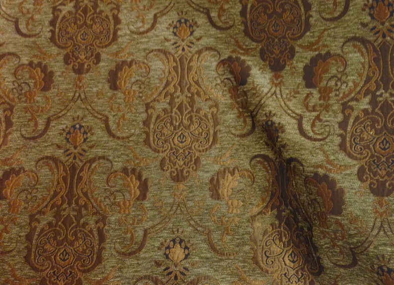 Chenille Damask Fabric Renaissance Home Decor Upholstery Etsy