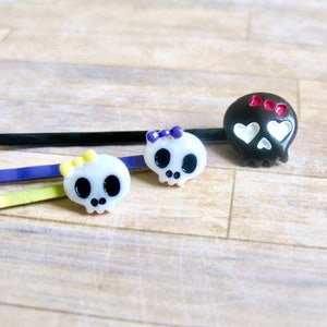 Skull Hair Clips, Kawaii Hair Clips, Halloween Hair Accessories, Skull Hair Accessories, Skull Girls, Kawaii Cabochon, Girl Skull