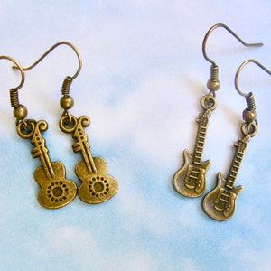 Guitar Earrings, Guitar Charm, Music Jewelry, Electric Guitar, Acoustic Guitar, Musician Gifts, Gift For Music Lover, Musical Instruments