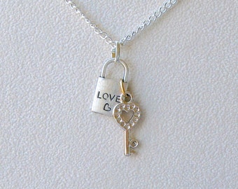 Lock And Key, Lock And Key Necklace, Key Necklace, Lock Charm, Key Charm, Heart Necklace, Key To My Heart