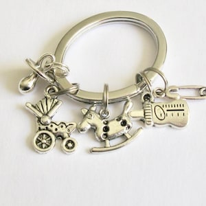 Mom Keychain, New Mom Gift, First Mother&#39;s Day, Mom Charms, Baby Charms, First Time Mom, New Baby