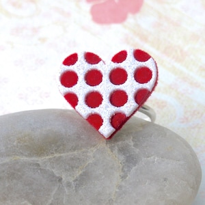 Heart Ring, Red Heart Ring, Heart Jewelry, Pink Heart Ring, Heart Buttons, Button Ring, Party Favors