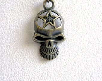 Collar gótico con calavera, dije de estrella en tono bronce, joyería de Halloween