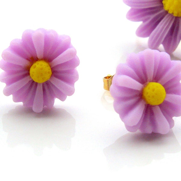 Purple Flower Earrings, Purple Earrings, Daisy Earrings, Purple Daisy, Flower Jewelry, Daisy Jewelry,