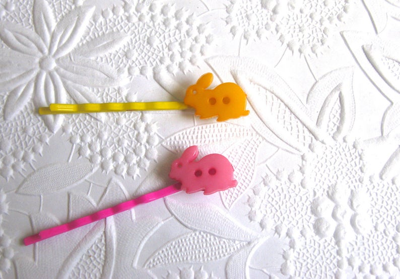 Rabbit Hair Clip Pink Bunny Bunny Hair Clip Bunny Buttons Blue Bunny Button Hair Clip