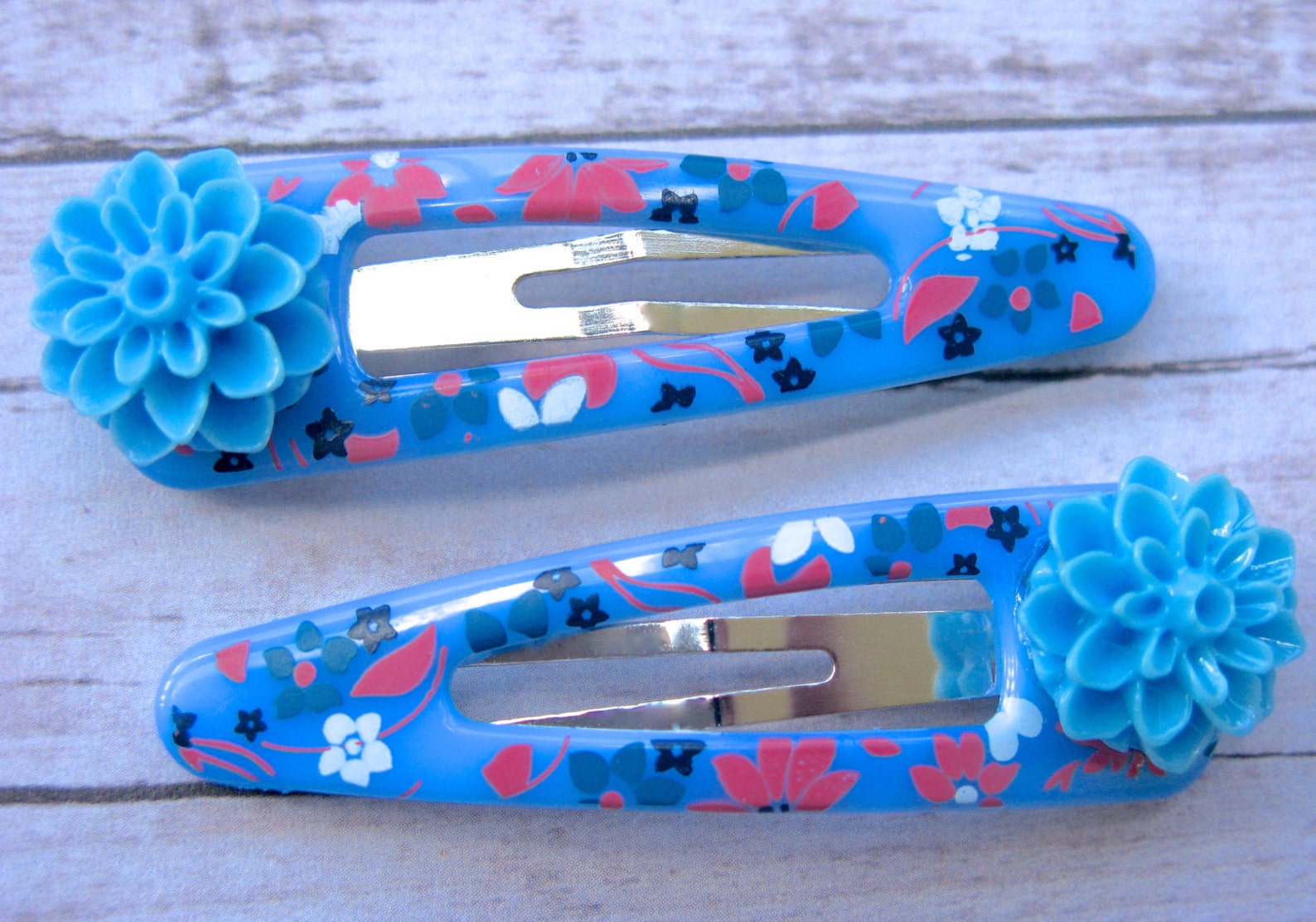 2. Handmade Baby Blue Flower Hair Clip - wide 6