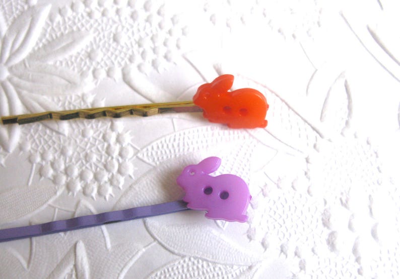 Rabbit Hair Clip Pink Bunny Bunny Hair Clip Bunny Buttons Blue Bunny Button Hair Clip
