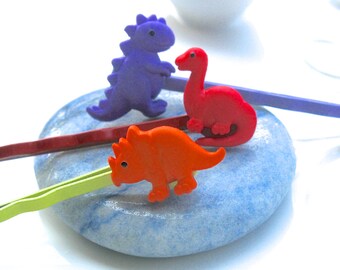 Dinosaurier Bobby Pin Haarspange, T-Rex, Triceratops, Stegosaurus