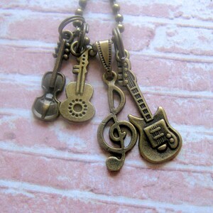 Musik-Schmuck, Musik-Halskette. Musikinstrument Charms, Violine Charme, Gitarre Charme, Musik Note Charme