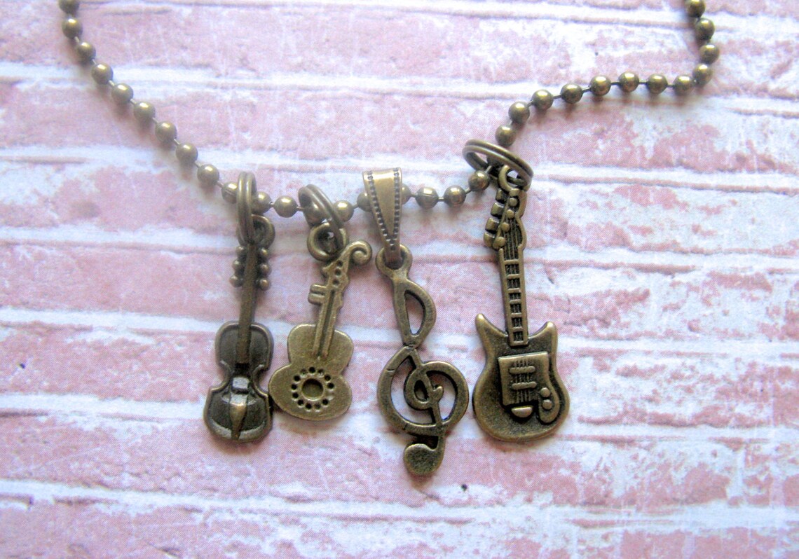 Music Jewelry Music Necklace. Musical Instrument Charms Etsy