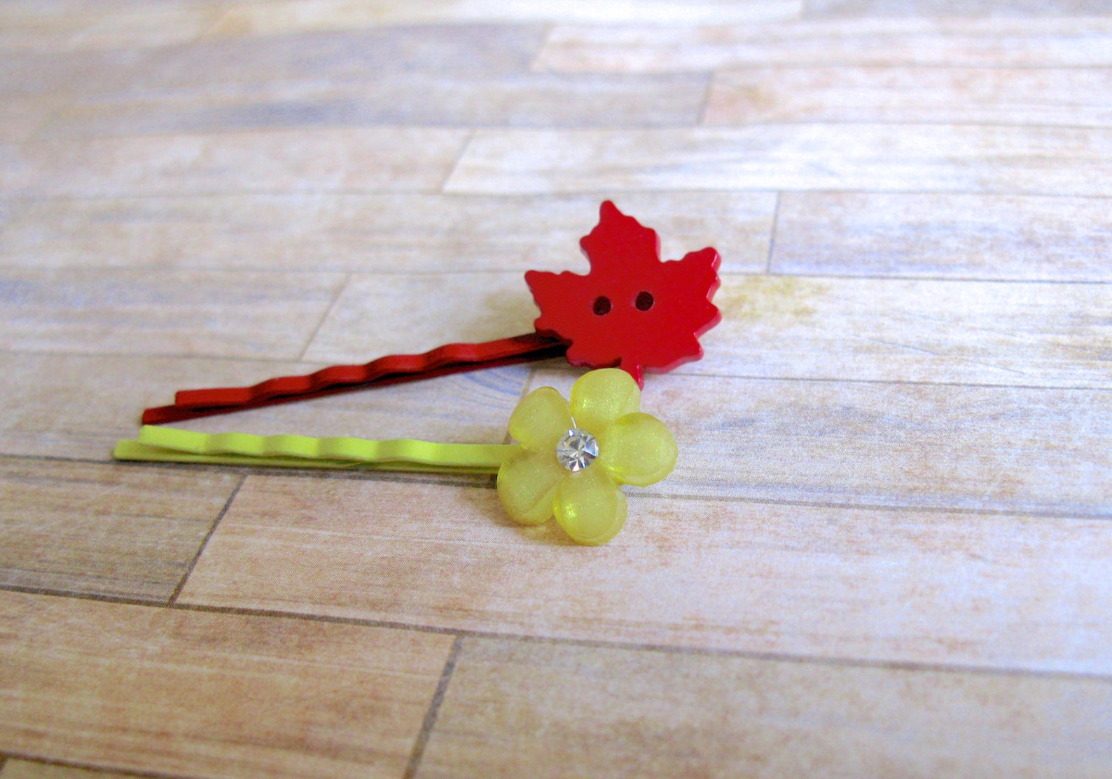 Flower Hair Clip Leaf Hair Clip Bow Hair Clip Red Leaf Etsy