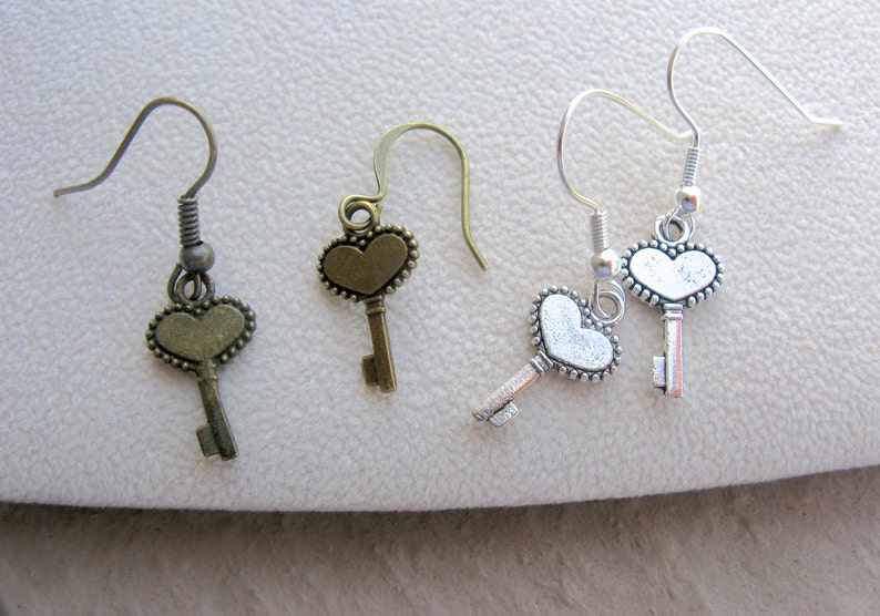 Key Earrings Heart Earrings Key To My Heart Heart Key Etsy