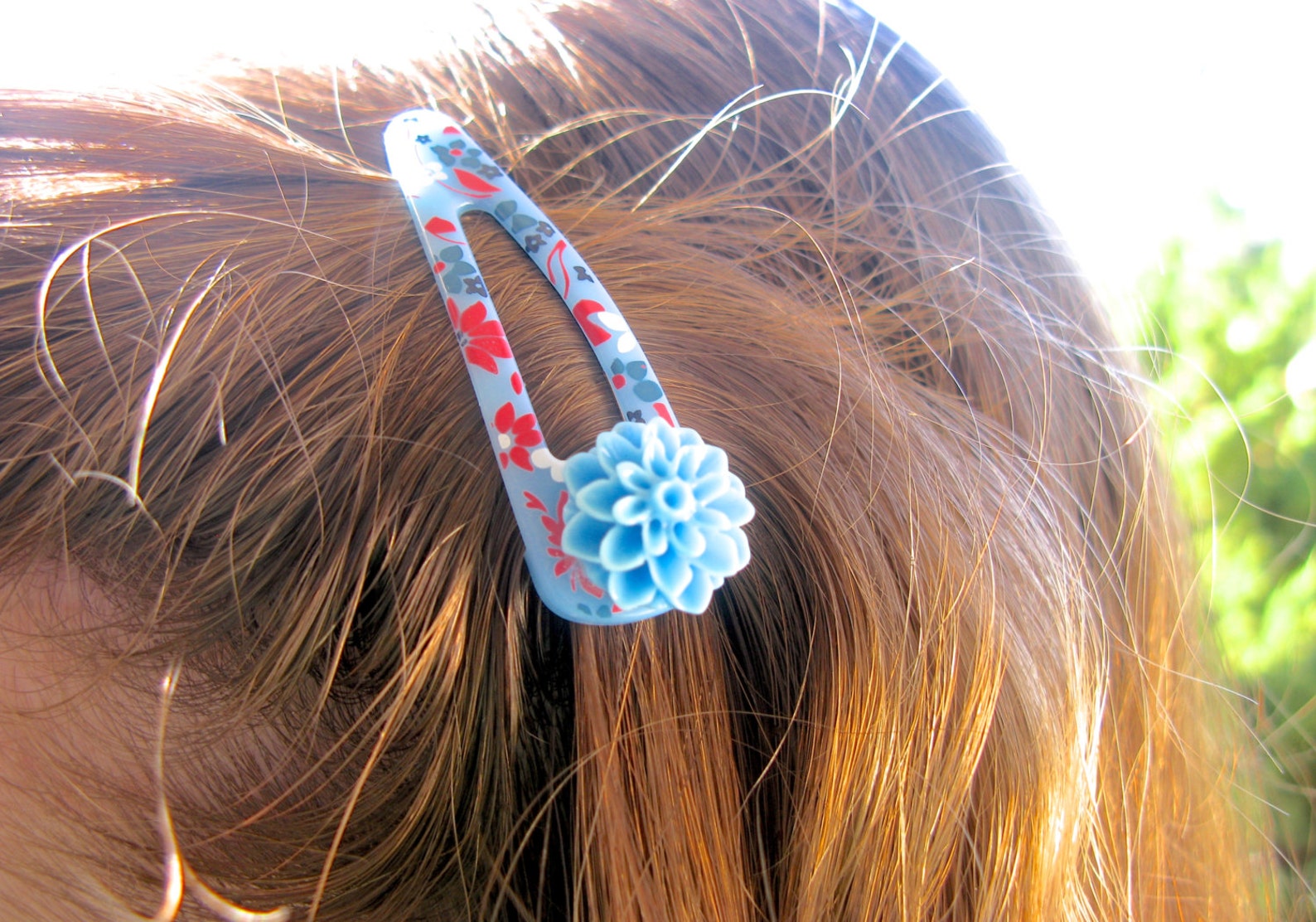 2. Handmade Baby Blue Flower Hair Clip - wide 2