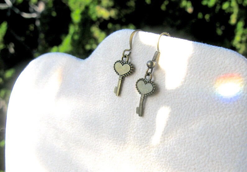 Key Earrings Heart Earrings Key To My Heart Heart Key Etsy