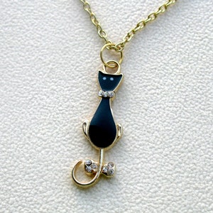 Black Cat Necklace, Cat Jewelry, Halloween Jewelry, Cat Charm, Black Cat Jewelry, Kitty Necklace