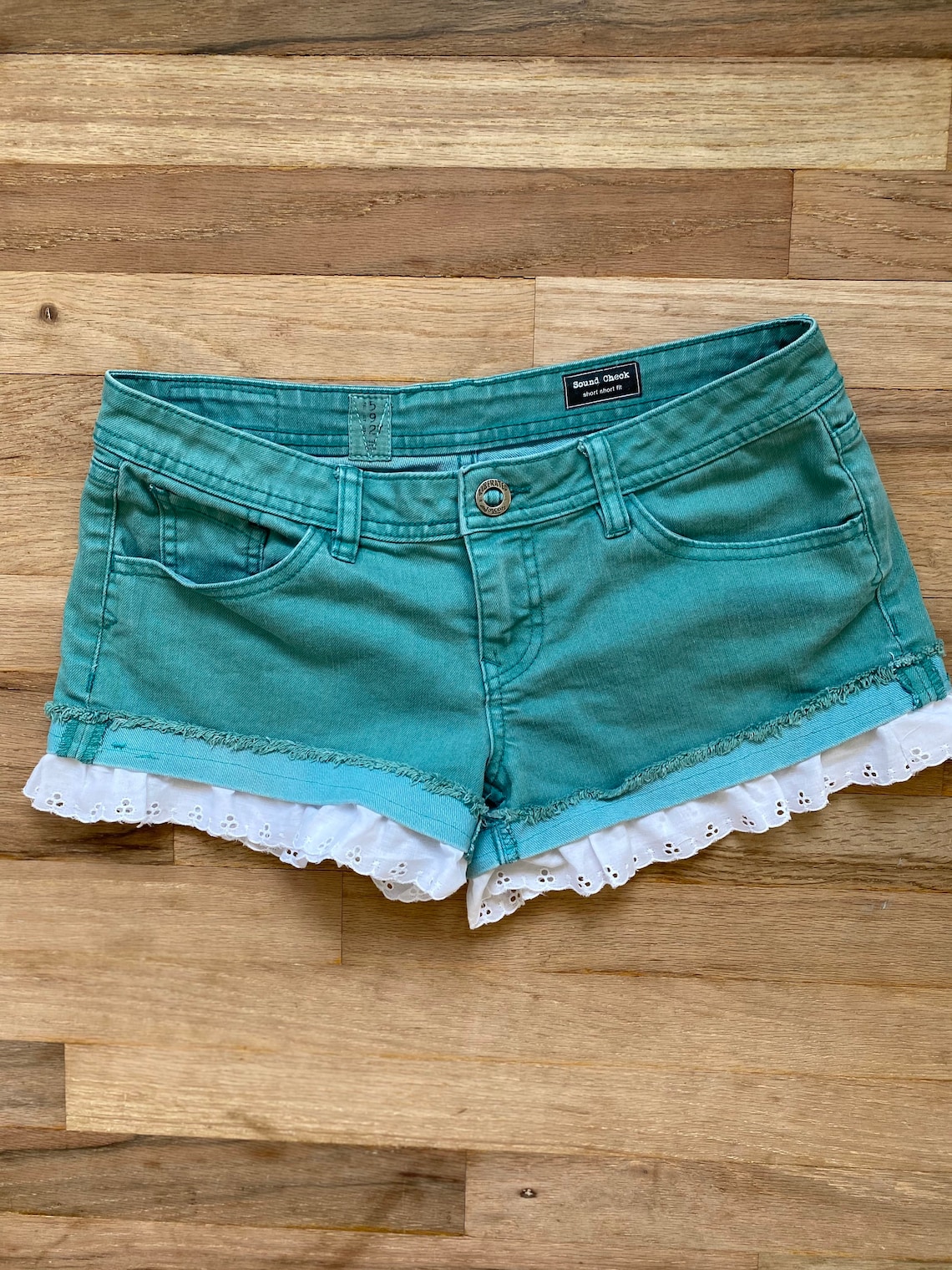 Size 8 Green Lace Booty Shorts Womens Denim Shorts Lace Etsy