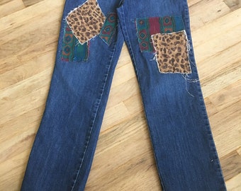 MAAT 6 Patchwork Jeans - Mom Jeans - High Waisted Jeans - Cheetah Print - Womens Jeans Maat 6