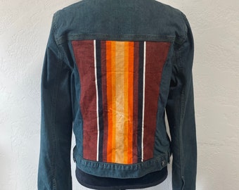 Upcycled Acid Wash Jeansjacke - Rekonstruierter Damen Jeans, XL