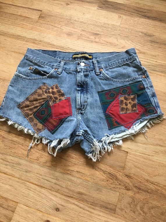 Size 9 Upcycled Patchwork Jean Shorts 