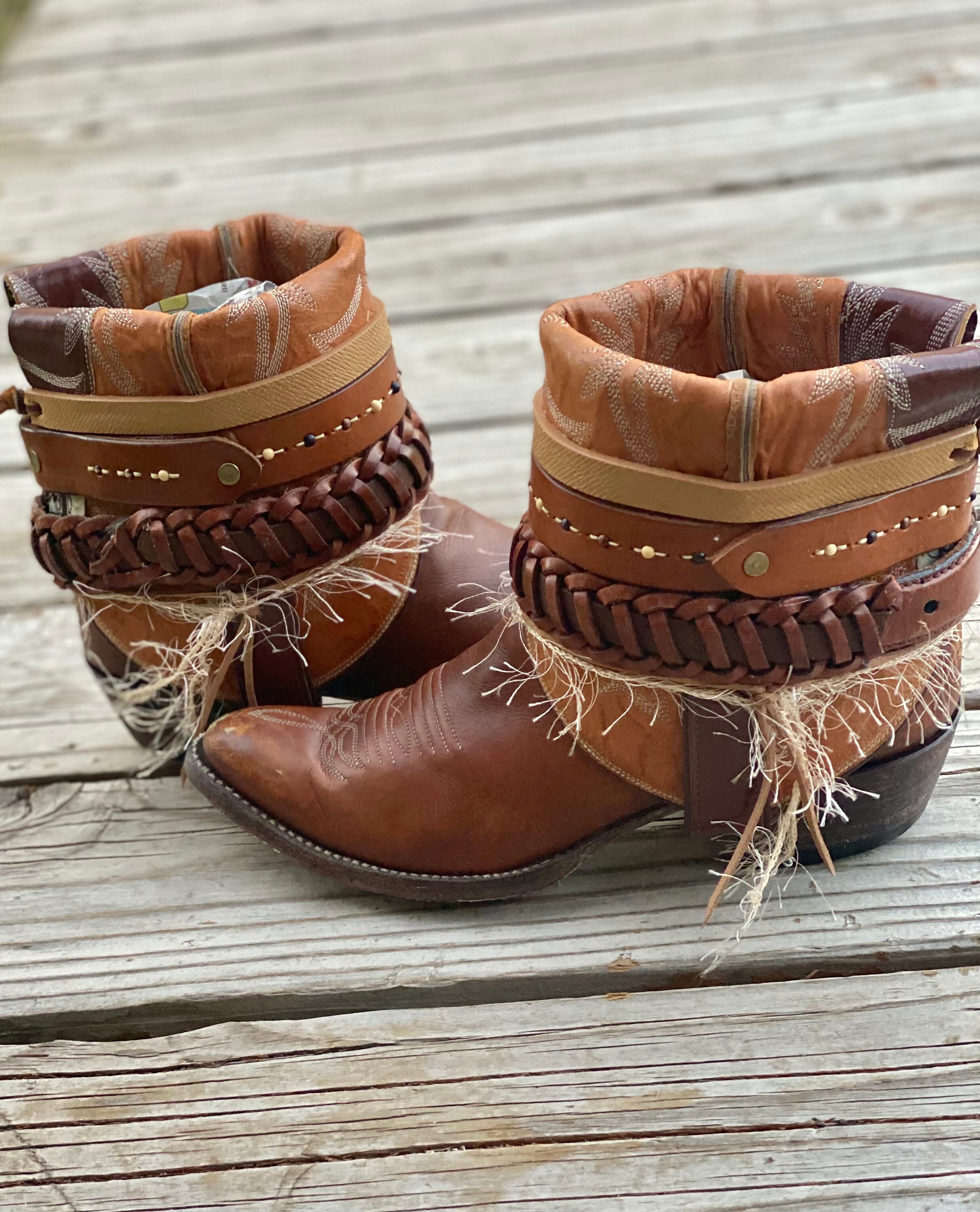 Size 6.5 Rustic Western Cowgirl Ankle Bootie Boots UPCycled Etsy