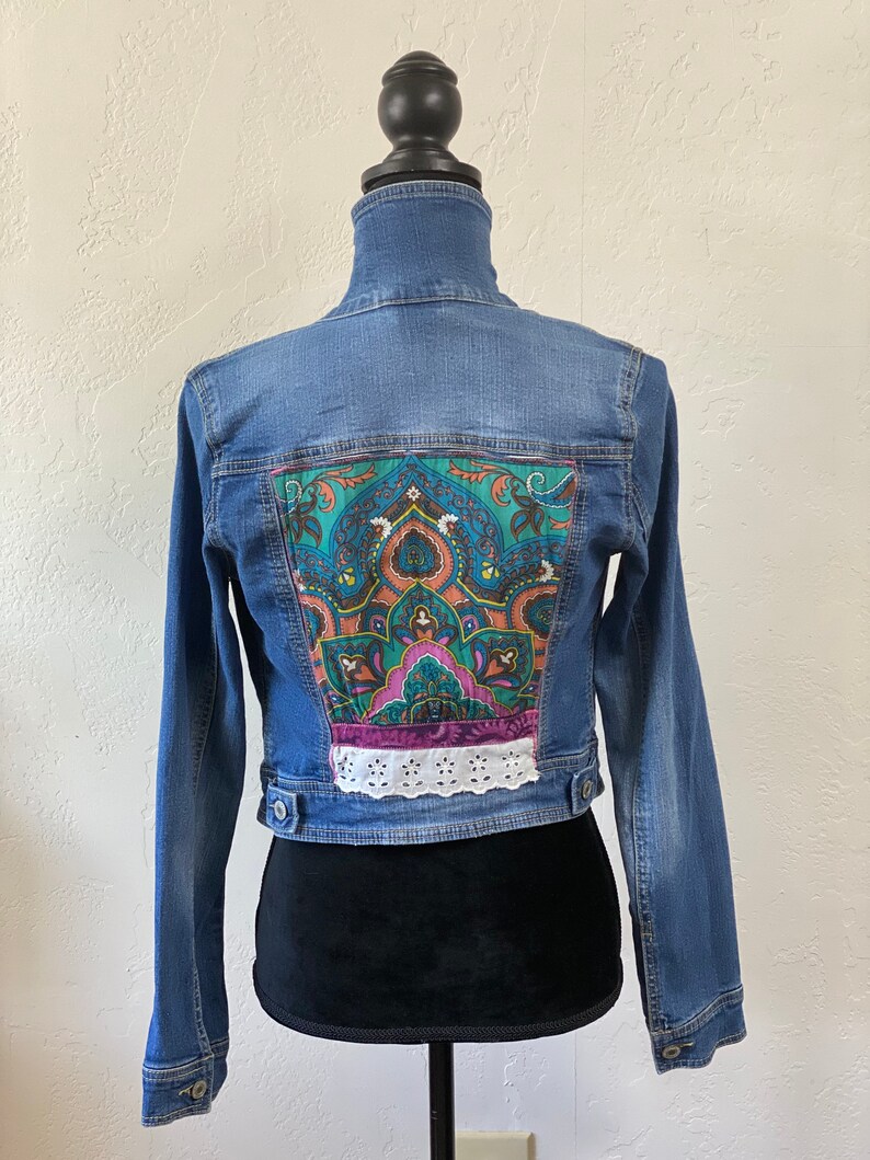 Pink Paisley UPCycled Denim Jacket Womens Jacket Jean Jacket