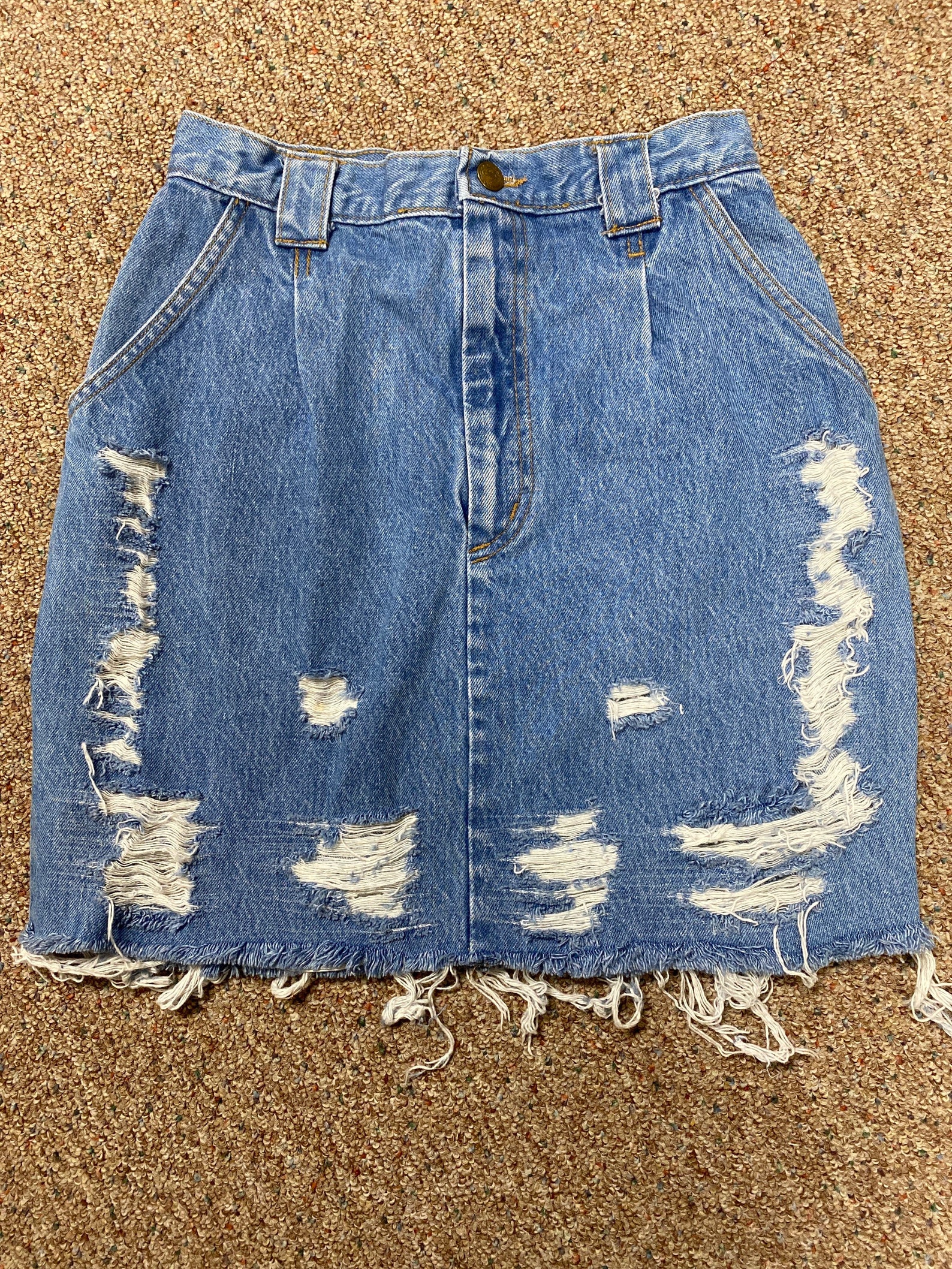 Size 4 Vintage Denim Western Jean Skirt Distressed Skirt Etsy